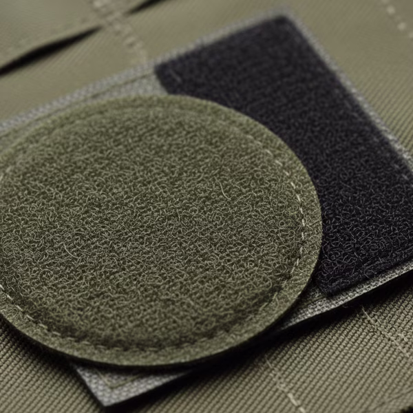 Retro patch militare con velcro maschio a uncini per applicazione su mimetica.