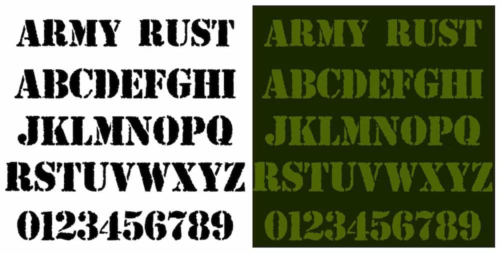 Scritte Militari Army Rust Font